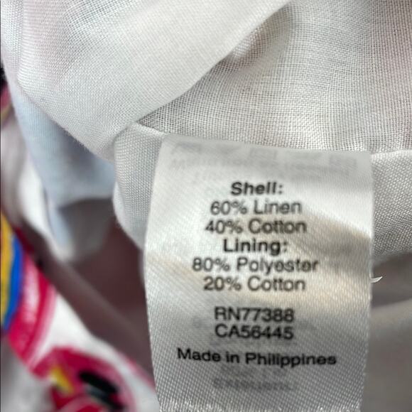 J Crew Factory One-Shoulder Leaf Print Ruffle Collar Linen Blend Women's M Dress - Picture 11 of 12